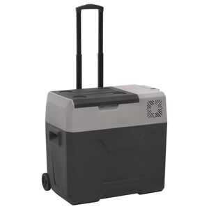 vidaXL Kylm&auml;laukku py&ouml;rill&auml; ja kahvalla mustaharmaa 50 l polypropeeni