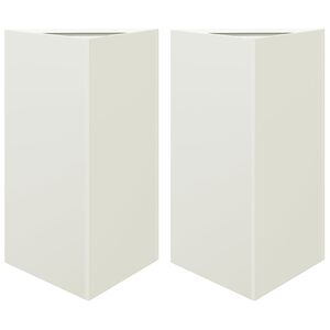 vidaXL Puutarhakukkalaatikot 2 kpl valkoinen kolmio 50x43x75 cm ter&auml;s