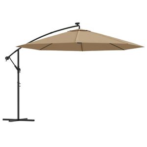 vidaXL Aurinkovarjo cantilever LED ja metallitolppa 350 cm taupe