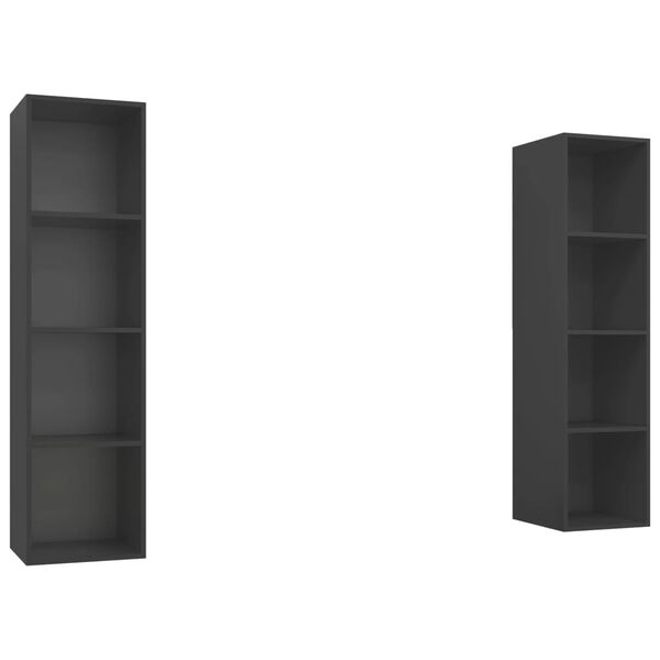 vidaXL Sein&auml;kiinnitett&auml;v&auml;t TV-tasot 2 kpl harmaa tekninen puu