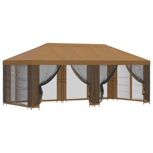vidaXL Puutarhamaja sivuseinill&auml; 6 x 3 m Beige Polyesteri ja ter&auml;s