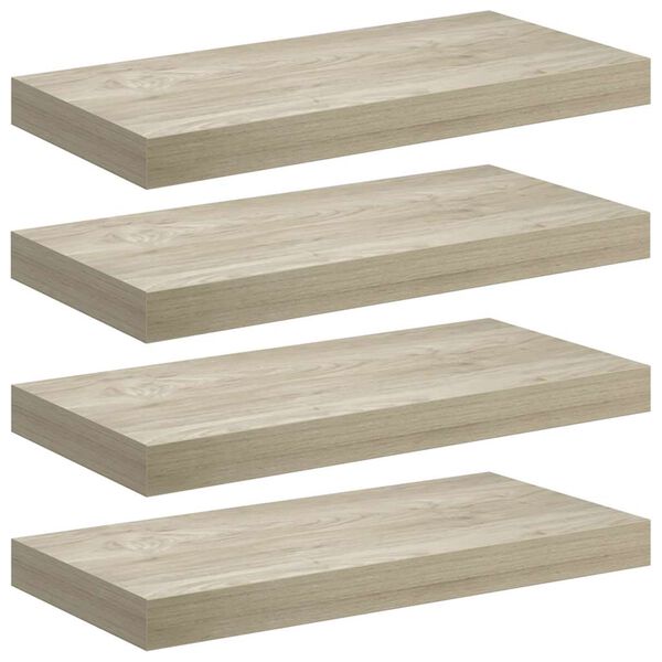 vidaXL Kelluvat sein&auml;hyllyt 4 kpl tammi 50x23x3,8 cm MDF
