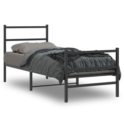 vidaXL Metallinen sängynrunko päädyillä musta 80x200 cm