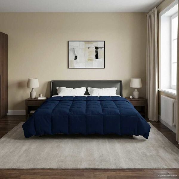 vidaXL Talvityyny Quiltottu Tumma Sininen 220 x 240 cm Mikrokuitu