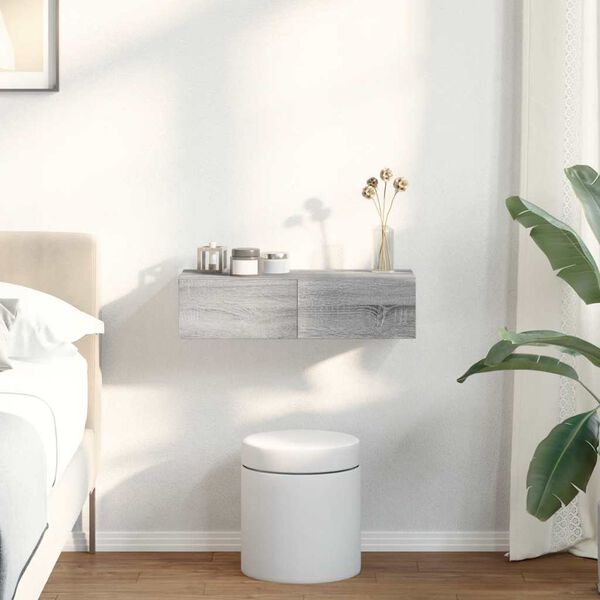 vidaXL Sein&auml;hylly laatikoilla harmaa Sonoma 60x26,5x15 cm tekninen puu