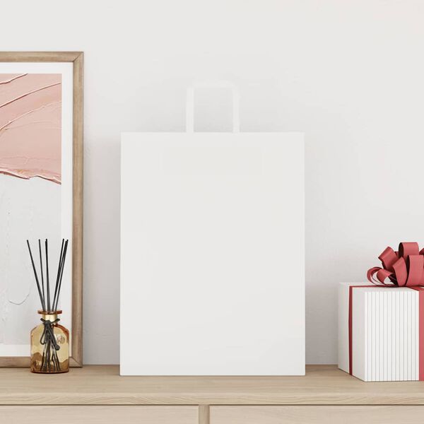 vidaXL Paperikassit 250 kpl kahvoilla valkoinen 32x12x42 cm