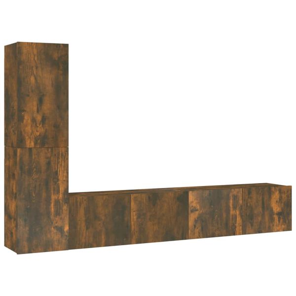 vidaXL 4-osainen TV-kaappisarja savutammi tekninen puu