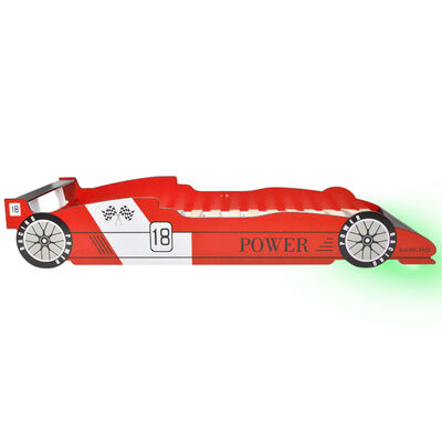 vidaXL Lastensänky LED-valolla kilpa-auto 90x200 cm Punainen