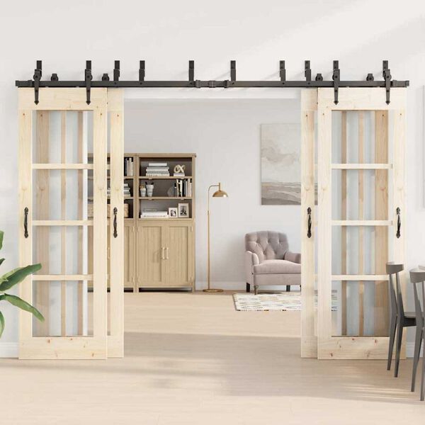 vidaXL Liukuoven asennussarja teräs 305 cm musta