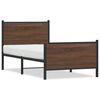 vidaXL Metallinen s&auml;ngynrunko ilman patjaa ruskea tammi 75x190 cm