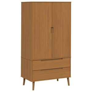 vidaXL Vaatekaappi MOLDE Karamelli 90 x 55 x 175 cm T&auml;ysi m&auml;nty