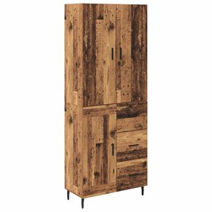 vidaXL Korkea kaappi 2 pcs Vanha Puu Puurakenteinen ja lasi