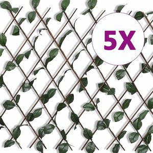vidaXL Pajus&auml;leikk&ouml;aita 5 kpl tekolehdill&auml; 180x90 cm