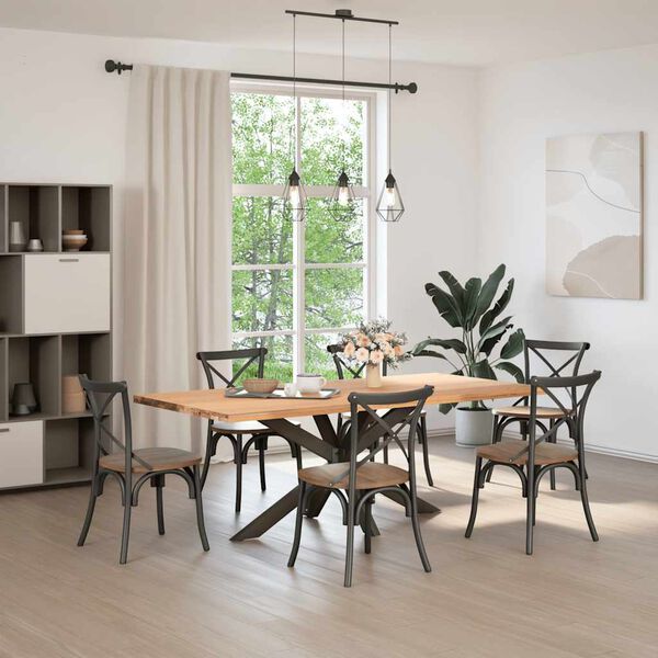 vidaXL Ruokap&ouml;yd&auml;n jalka h&auml;m&auml;h&auml;kinmuotoinen musta 150x78x(72-73) cm ter&auml;s