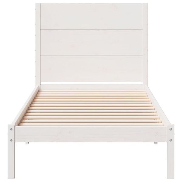 vidaXL Sängynrunko erikoispitkä ei patjaa valk. 100x220 cm massiivipuu