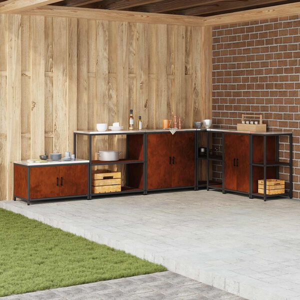 vidaXL Keitti&ouml;n s&auml;ilytys hyllyll&auml; Ruosteinen 60 x 50 x 92 cm Ter&auml;s