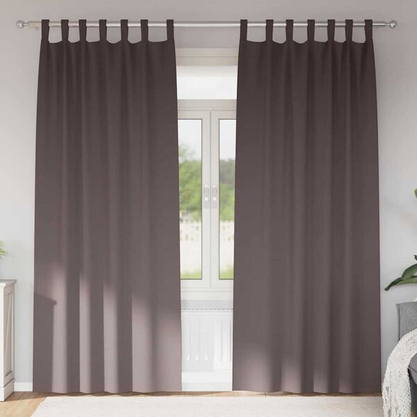 vidaXL Piment&auml;v&auml; verho renkailla 2 pcs Tumma ruskea 260 x 140 cm