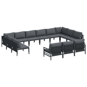 vidaXL Puutarhasohva Setti tyynyll&auml; 13 pcs Musta Ter&auml;s