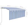 vidaXL Automaattimarkiisi verho/LED/tuulisensori 3x2,5 m sinivalkoinen
