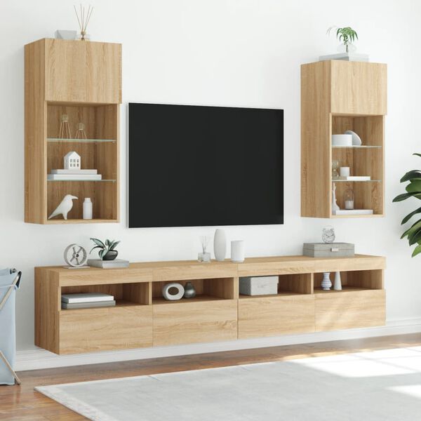 vidaXL TV-kaapit LED-valoilla 2 kpl Sonoma-tammi 40,5x30x90 cm