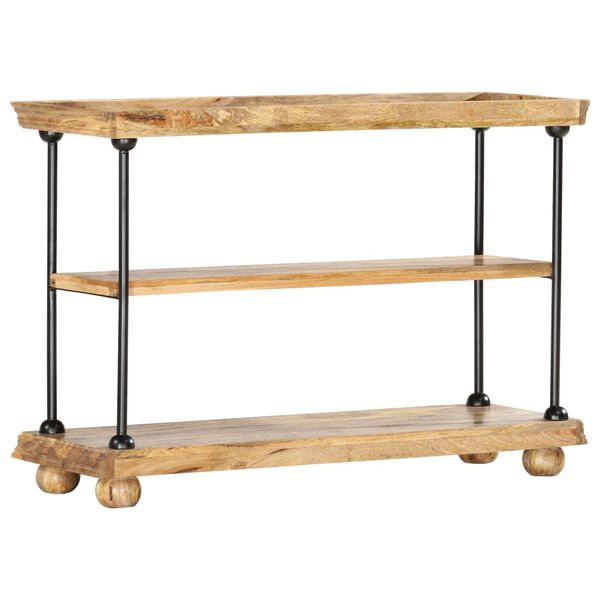 vidaXL 2-tasoinen kirjahylly 110x35x75 cm t&auml;ysi mangopuu ja ter&auml;s