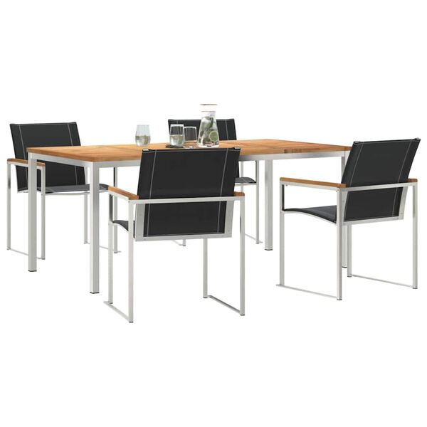 vidaXL Piharuokailu setti 5 pcs Ruskea Tihe&auml; akasiapuu