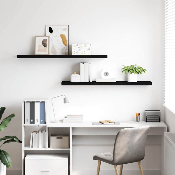 vidaXL Kelluvat sein&auml;hyllyt 2 kpl musta 120x23,5x3,8 cm MDF