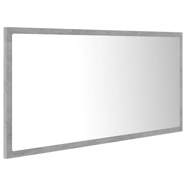 vidaXL LED-kylpyhuonepeili betoninharmaa 90x8,5x37 cm akryyli