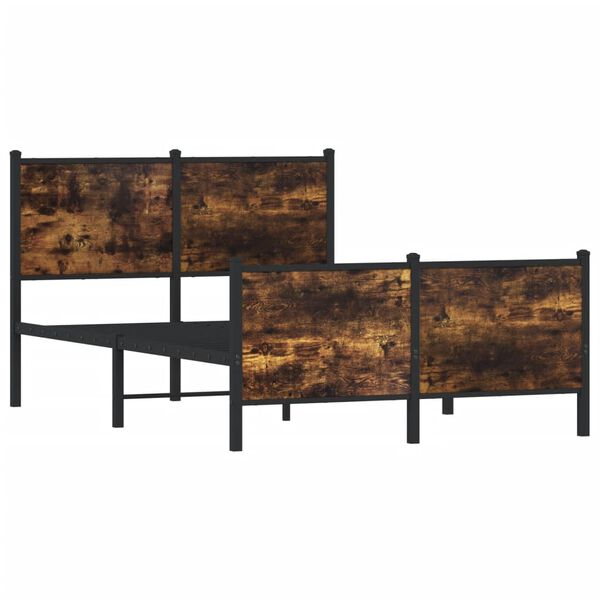 vidaXL Metallinen s&auml;ngynrunko ilman patjaa savutammi 120x190 cm