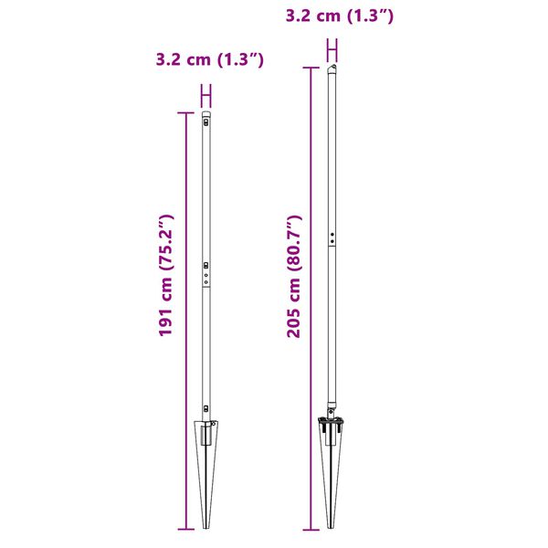 vidaXL Aitalatu Muut 26 pcs Harmaa 3,2 x 3,2 x 160 cm Teräs