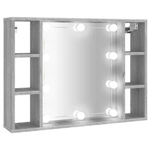 vidaXL Peilikaappi LED-valoilla harmaa Sonoma 76x15x55 cm
