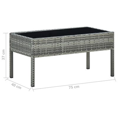 vidaXL Puutarhapöytä harmaa 75x40x37 cm polyrottinki