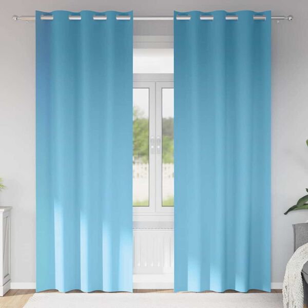 vidaXL Piment&auml;v&auml; verho renkailla 2 pcs Vaaleansininen 245 x 140 cm