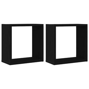 vidaXL Sein&auml;hyllyt kuutio 2 kpl musta tammi 30x15x30 cm tekopuu