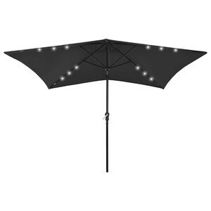 vidaXL Aurinkovarjo LED-valot ja ter&auml;stanko 2x3 m musta