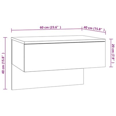 vidaXL Seinäkiinnitettävät yöpöydät 2 kpl betoninharmaa