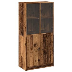 vidaXL Kaappi ovilla vanha puu 68x37x142 cm tekninen puu