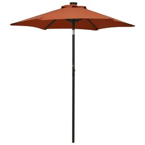 vidaXL Puutarha-aurinkovarjo LED-valot terrakotta 200x211 cm alumiini
