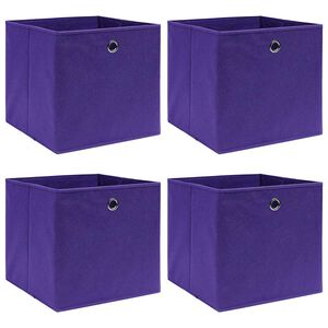 vidaXL S&auml;ilytyslaatikot 4 kpl kuitukangas 28x28x28 cm purppura