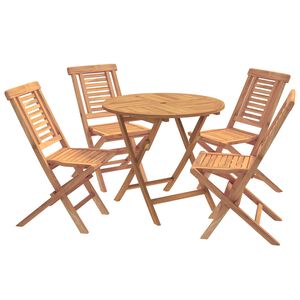 vidaXL 5-osainen kokoontaitettava puutarhan bistrosetti Luonnollinen