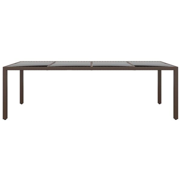 vidaXL Puutarhapöytä lasipöytälevyllä ruskea polyrottinki