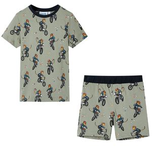 Lasten lyhythihainen pyjama vaalea khaki 92