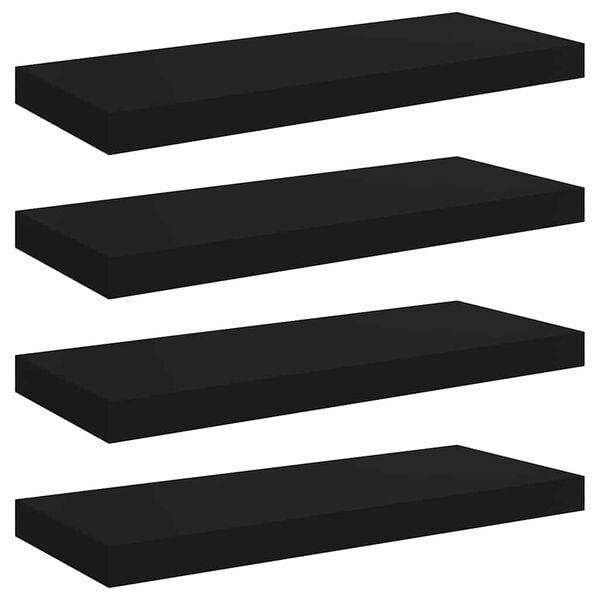 vidaXL Kelluvat sein&auml;hyllyt 4 kpl musta 60x23,5x3,8 cm MDF