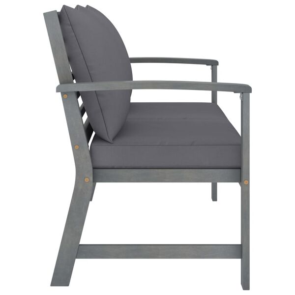 vidaXL Puutarhapenkki tummanharmaa tyyny 120 cm t&auml;ysi akasiapuu