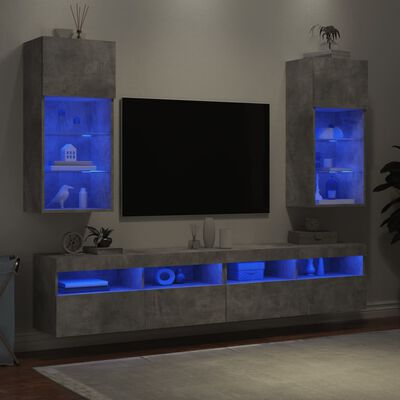 vidaXL TV-kaapit LED-valoilla 2 kpl betoninharmaa 40,5x30x90 cm