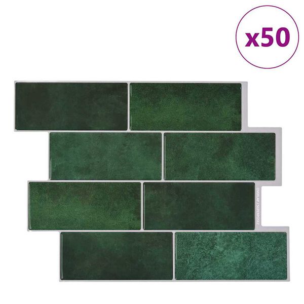 vidaXL Metrolaatta 50 pcs Tummanvihre&auml; 29 x 21 cm Polyuretaani ja PET