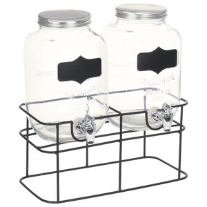 vidaXL Juoma-annostelijat 2 kpl jalustalla 2 x 4 l lasi