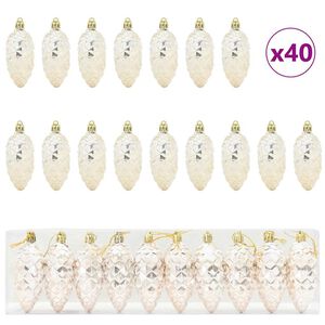 vidaXL Joulukuusen k&auml;pypallo 40 kpl Samppanja 4 x 9 cm Muovi