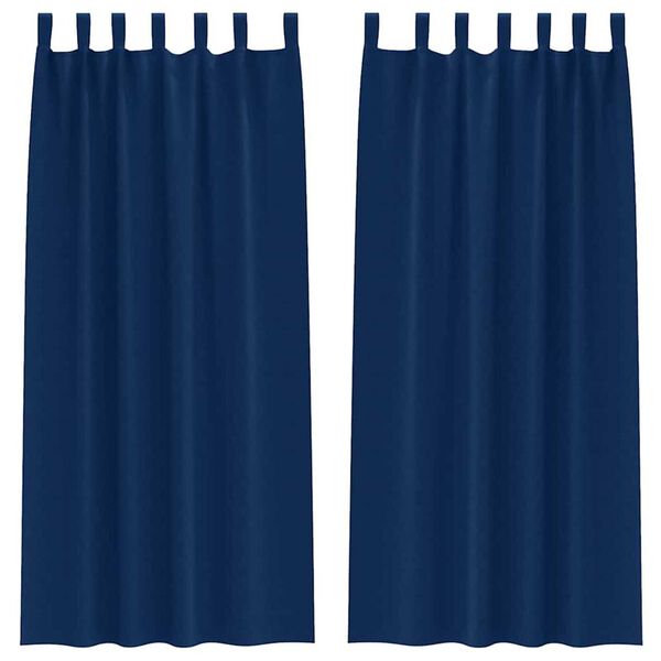 vidaXL Piment&auml;v&auml; verho renkailla 2 pcs Tumma Sininen 245 x 140 cm
