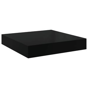 vidaXL Kelluva sein&auml;hylly korkeakiilto musta 23x23,5x3,8 cm MDF